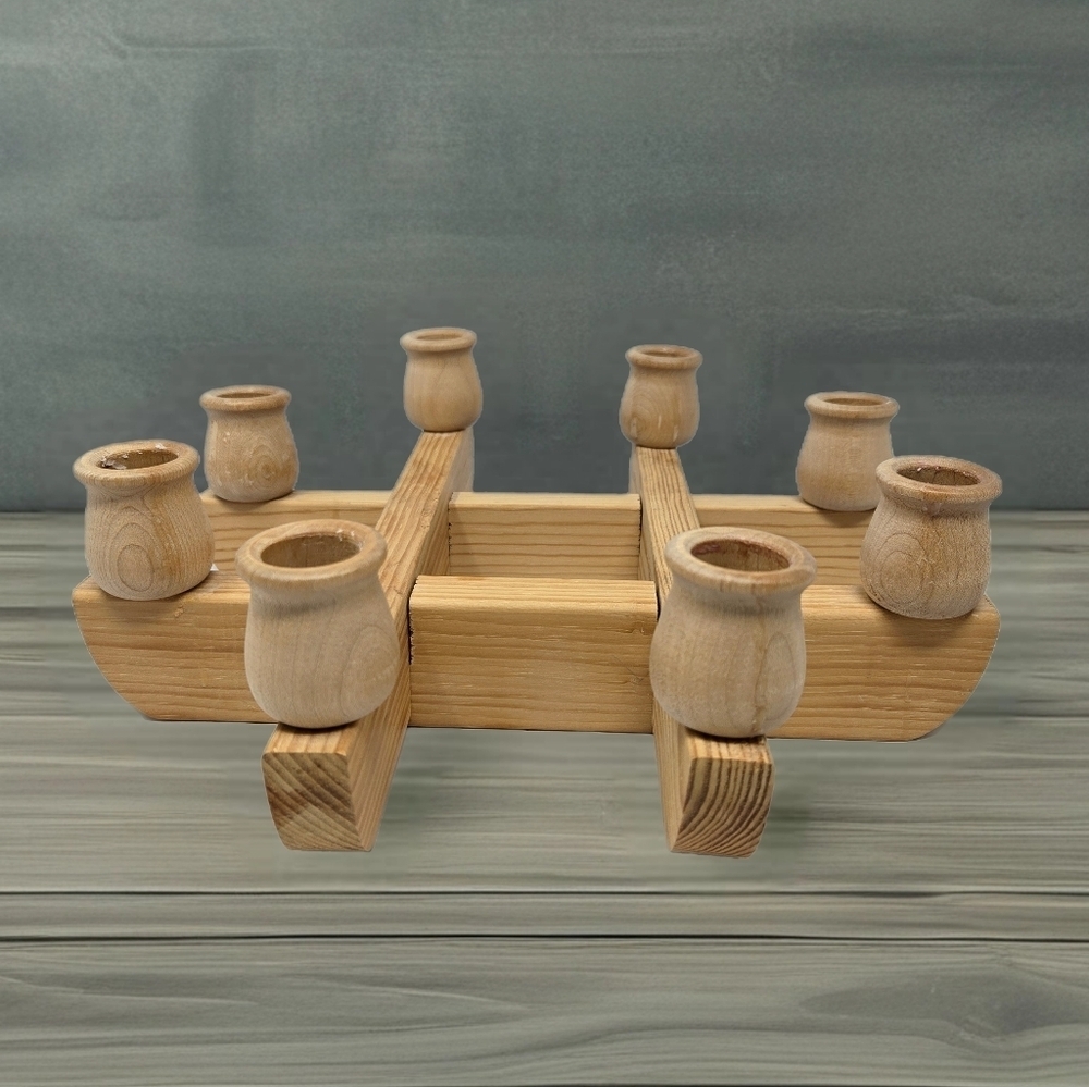 60's Danish Modern Scandinavian Handmade Light Wood 8 Candle Holder Modular